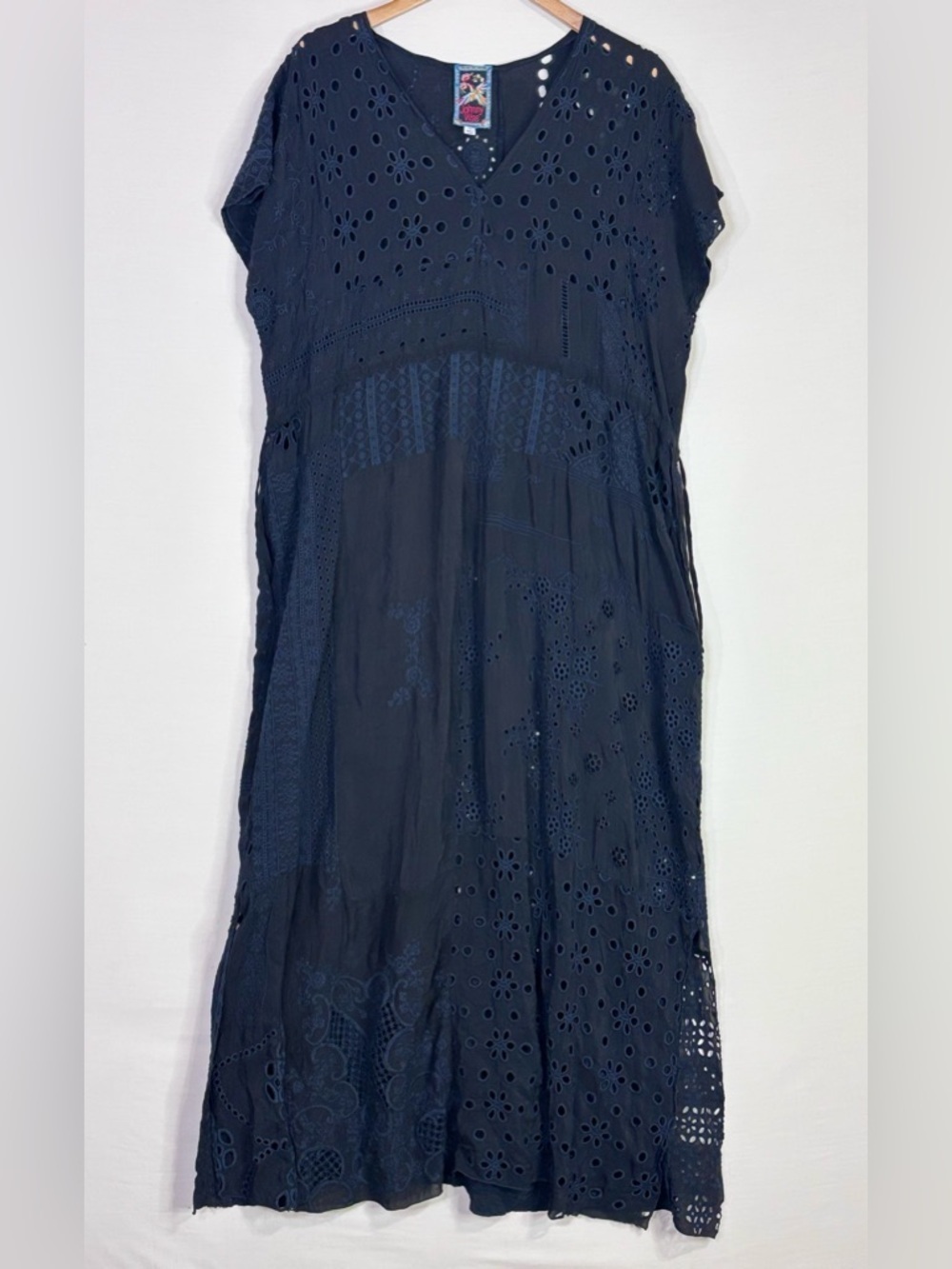 Johnny Was Eyelet Embroidered Maxi Dress Boho Cupra Cotton XXL - Picture 4 of 6